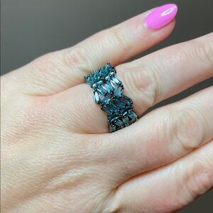 Bomb Party Lunar Siren's Spell Ring Paraiba Tourmaline Hematite Plating Size 8